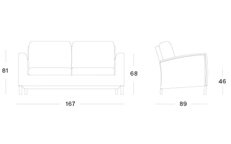 Vincent Sheppard Safi lounge sofa 2,5S dimensions